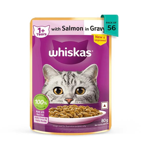 Whiskas Adult Salmon In Gravy Wet Cat Food - 80g