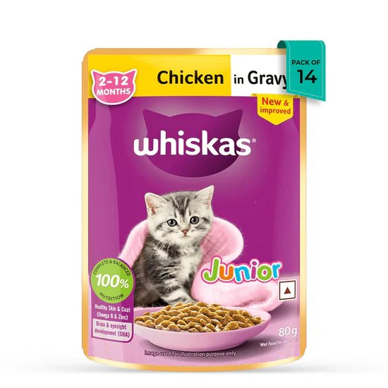 Whiskas Kitten Chicken in Gravy Wet Food - 80g