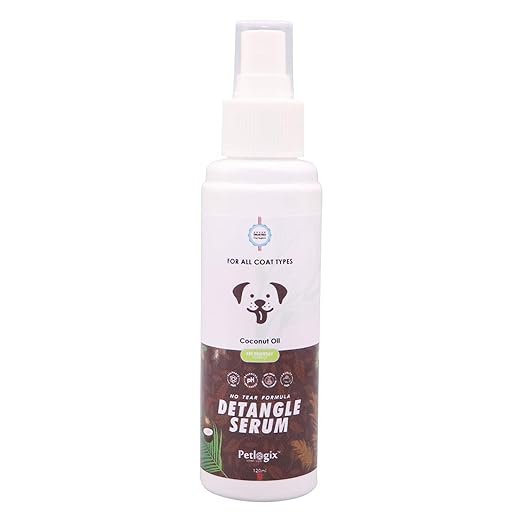 Petlogix Hair Detangle Serum Filled with Coconut Oil for Dog, Puppies & Cat All Seasons Pet Spray for Every Coat Type, 100ml