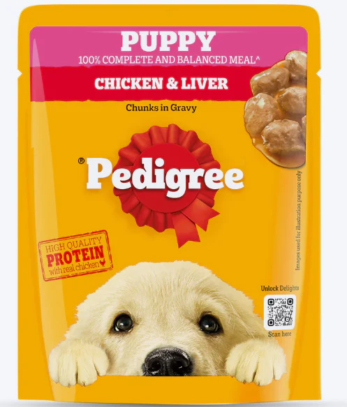 Pedigree Chicken & Liver Chunks in Gravy Wet Puppy Food - 70 g packs